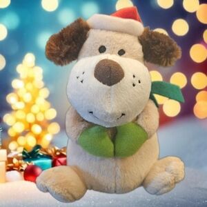 Festive Plush Holiday Musical Dog with Santa Hat